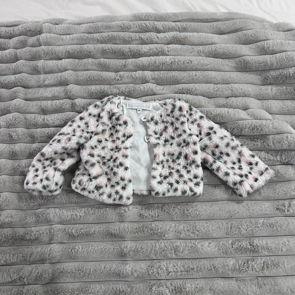 Rachel Zoe Kids Faux Fur Jacket - Pink and Gray